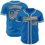 Personalized Vintage Blue USA Flag Baseball Jersey - Cream Color Design Personalized Blue Vintage USA Flag-Cream Baseball
