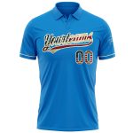 Personalized Vintage USA Flag Golf Polo Shirt - Blue Cream Performance Fabric Personalized Blue Vintage USA Flag-Cream Performance
