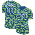 3D Dollar Banknote Performance T-Shirt - Personalized Blue White Money Theme Shirt Personalized Blue White 3D Dollar Banknote