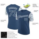 Custom Name and Number Tiger Performance T-Shirt with Personalized Blue White 3D Pattern Design Personalized Blue White 3D