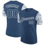 3D Tiger Print Personalized Performance T-Shirt in Blue and White Personalized Blue White 3D Tiger Performance T-Shirt