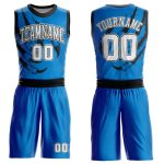 Custom Basketball Jersey with Team Name and Number, Personalized Blue White-Black Animal Claws Round Neck Design Personalized