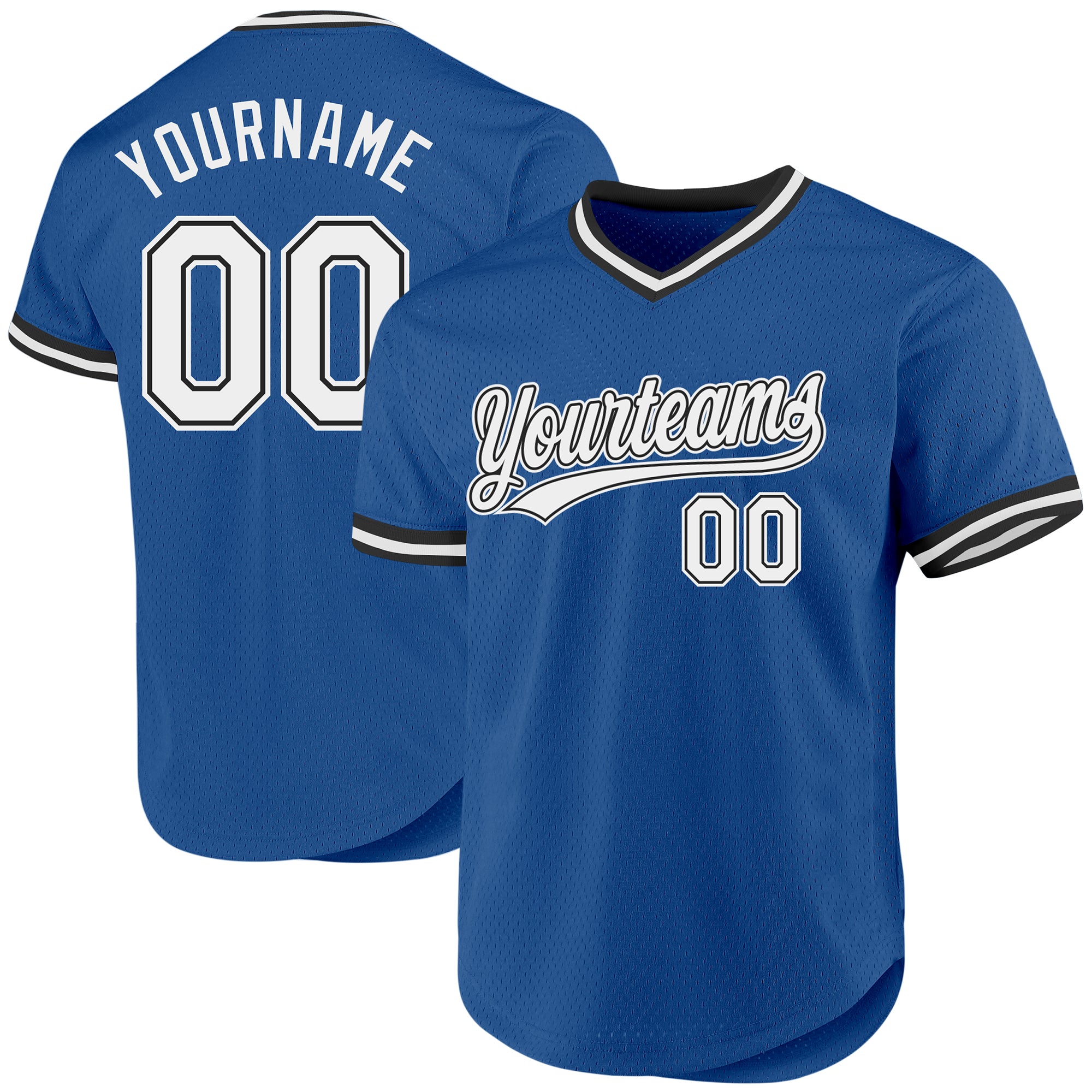Custom Name and Number Baseball Jersey - Authentic Throwback in Blue, White, and Black - Personalized Team Apparel Personalized