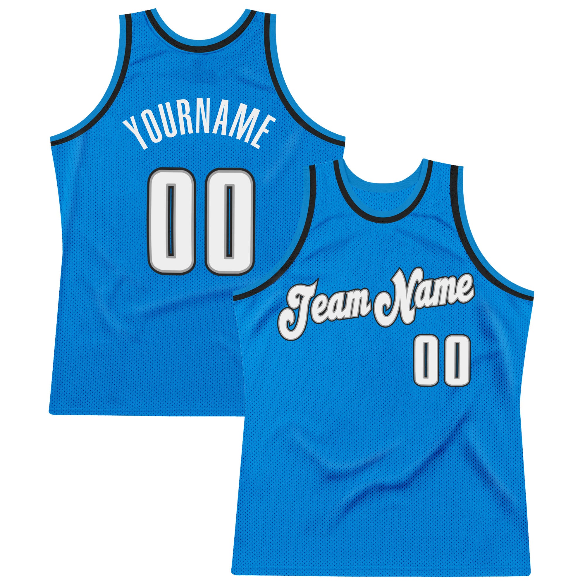 Custom Name Number Authentic Throwback Basketball Jersey Blue White Black - Personalized Team Jersey Personalized Blue White-Black