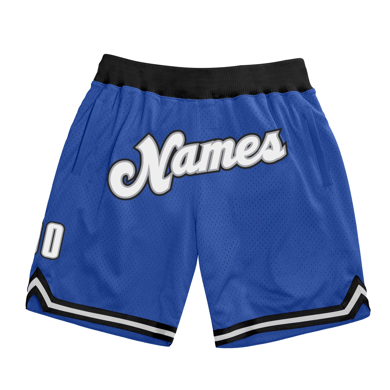 Personalized Authentic Basketball Shorts in Blue White Black - Throwback Style Personalized Blue White-Black Authentic Throwback