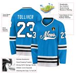 Custom Personalized Hockey Jersey - Blue White and Black Design Personalized Blue White-Black Hockey Jersey