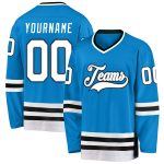Custom Personalized Hockey Jersey - Blue White and Black Design Personalized Blue White-Black Hockey Jersey