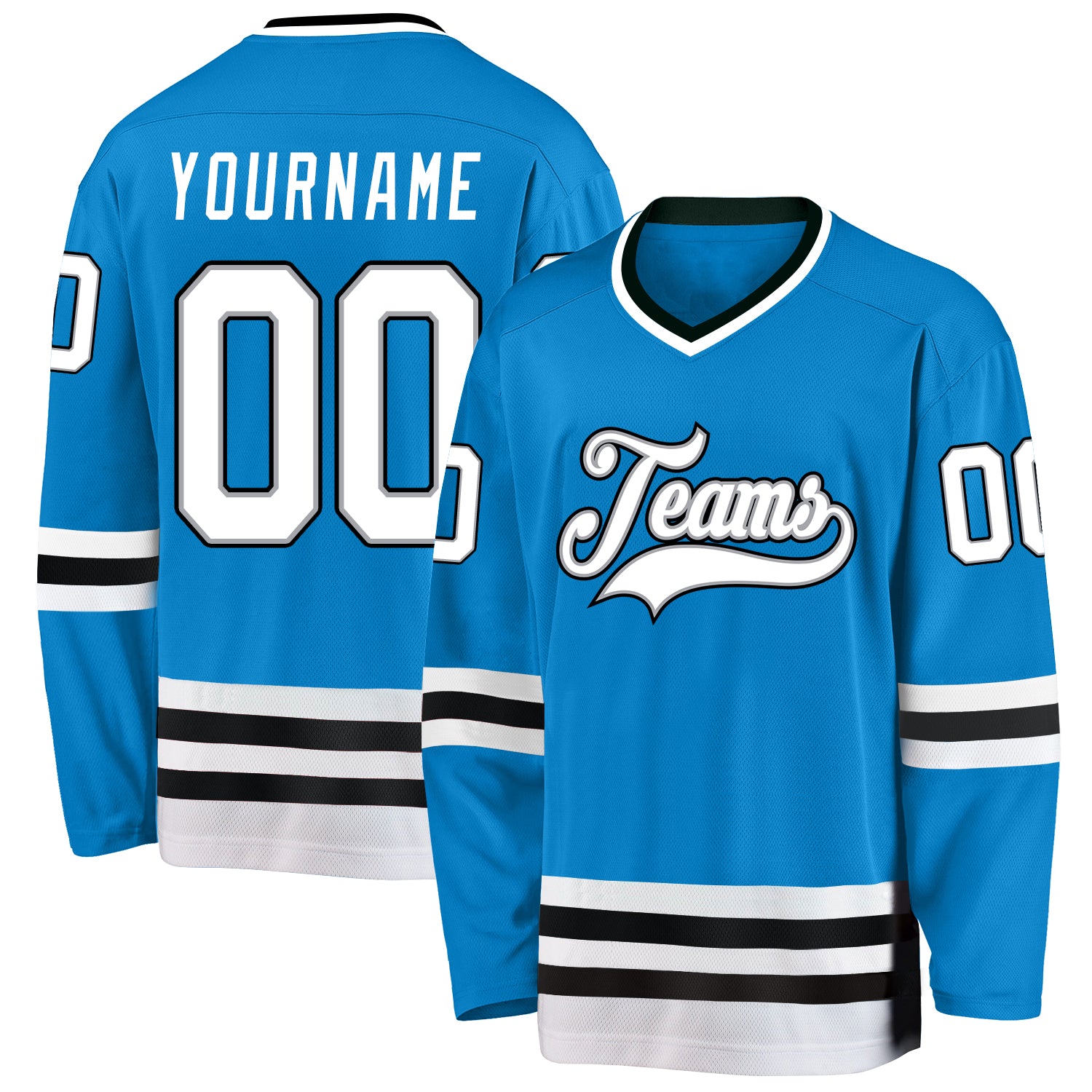 Custom Name and Number Hockey Jersey - Personalized Blue White-Black Team Jersey Personalized Blue White-Black Hockey Jersey