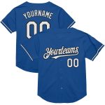 Personalized Blue Black White Throwback Baseball Jersey for Men and Women Personalized Blue White-Black Mesh Throwback Baseball