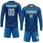 Customizable Blue and Black Soccer Jersey - White Sublimation Uniform Personalized Blue White-Black Sublimation Soccer Uniform
