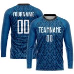 Custom Name and Number Personalized Soccer Uniform Jersey - Blue White-Black Sublimation Team Set Personalized Blue White-Black