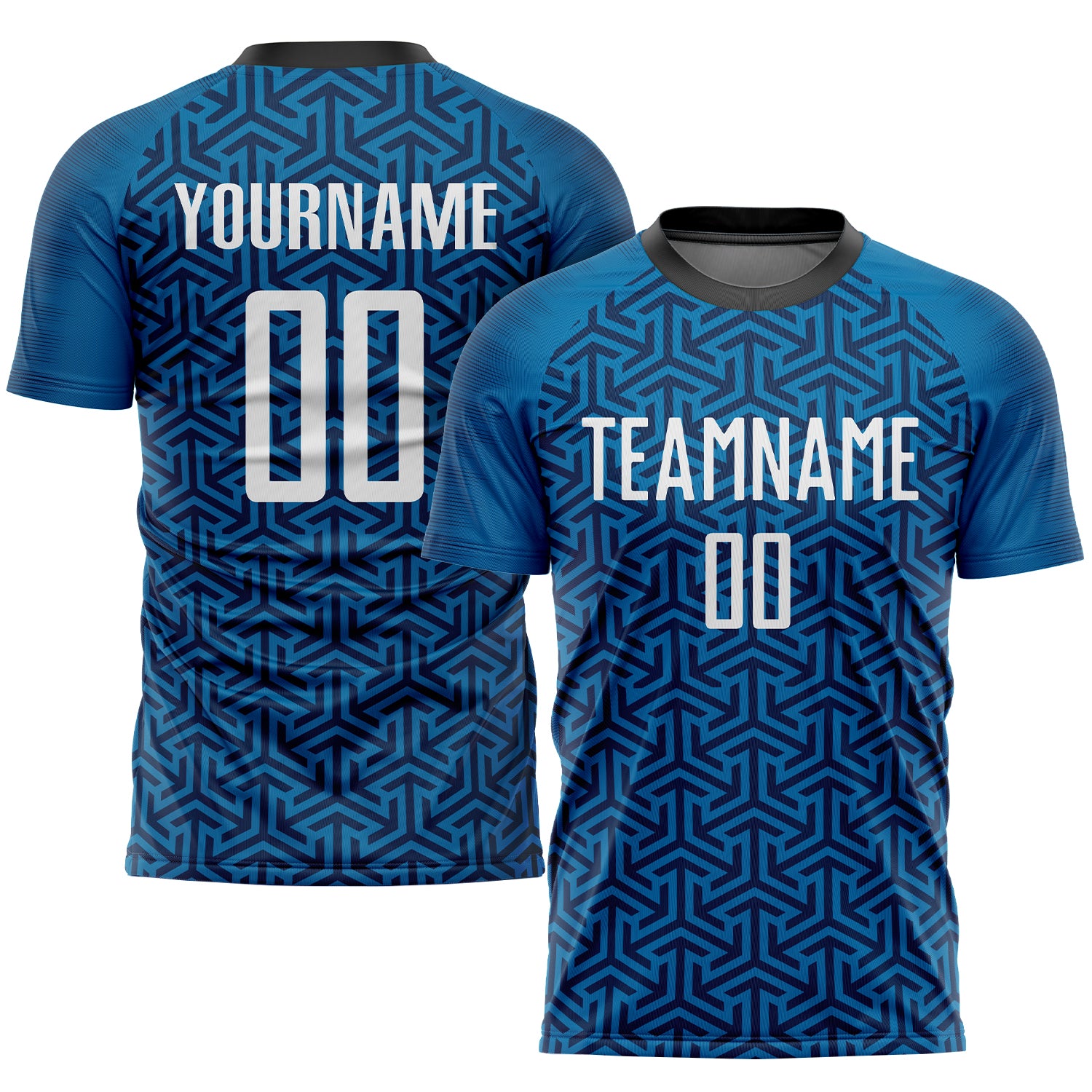 Custom Name and Number Personalized Soccer Uniform Jersey - Blue White-Black Sublimation Team Set Personalized Blue White-Black