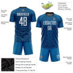 Customizable Blue and Black Soccer Jersey - White Sublimation Uniform Personalized Blue White-Black Sublimation Soccer Uniform