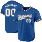 Personalized Blue and Black Throwback Baseball Jersey - Customizable Sports Apparel Personalized Blue White-Black Throwback
