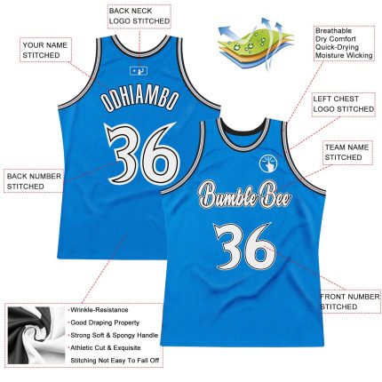 Personalized Blue White Black Basketball Jersey for Throwback Style - Custom Jersey Personalized Blue White-Black Throwback