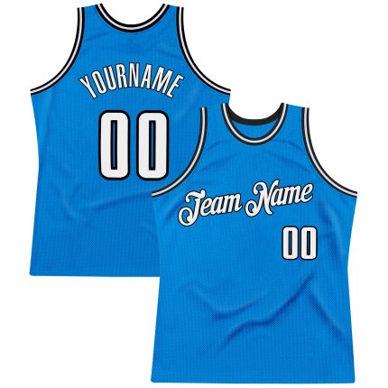 Personalized Basketball Jersey Blue White-Black Throwback Style 3 for Men Personalized Blue White-Black Throwback Basketball