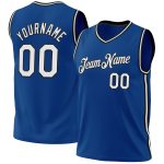 Customizable Blue White Black Throwback Basketball Jersey - Personalized Sports Apparel #5 Personalized Blue White-Black