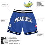 Personalized Basketball Shorts in Blue, White, and Black - Throwback Style Personalized Blue White-Black Throwback Basketball