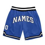 Personalized Basketball Shorts in Blue, White, and Black - Throwback Style Personalized Blue White-Black Throwback Basketball
