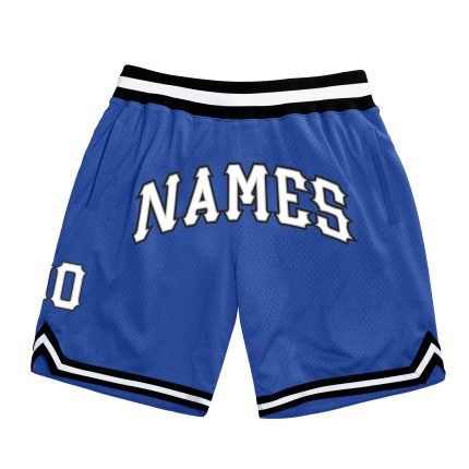 Personalized Basketball Shorts in Blue, White, and Black - Throwback Style Personalized Blue White-Black Throwback Basketball