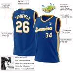 Personalized Authentic Basketball Jersey in Blue and White-Gold Throwback Style Personalized Blue White-Gold Authentic Throwback