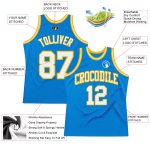 Personalized Blue and Gold Throwback Basketball Jersey for Men and Women Personalized Blue White-Gold Throwback Basketball