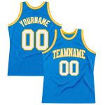 Personalized Blue and Gold Throwback Basketball Jersey for Men and Women Personalized Blue White-Gold Throwback Basketball