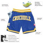 Personalized Blue and White Gold Throwback Basketball Shorts for Men Personalized Blue White-Gold Throwback Basketball Shorts