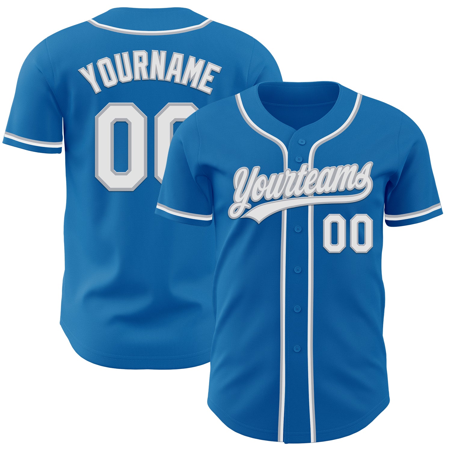 Custom Name and Number Baseball Jersey - Personalized Blue and White Gray Authentic Team Jersey Personalized Blue White-Gray