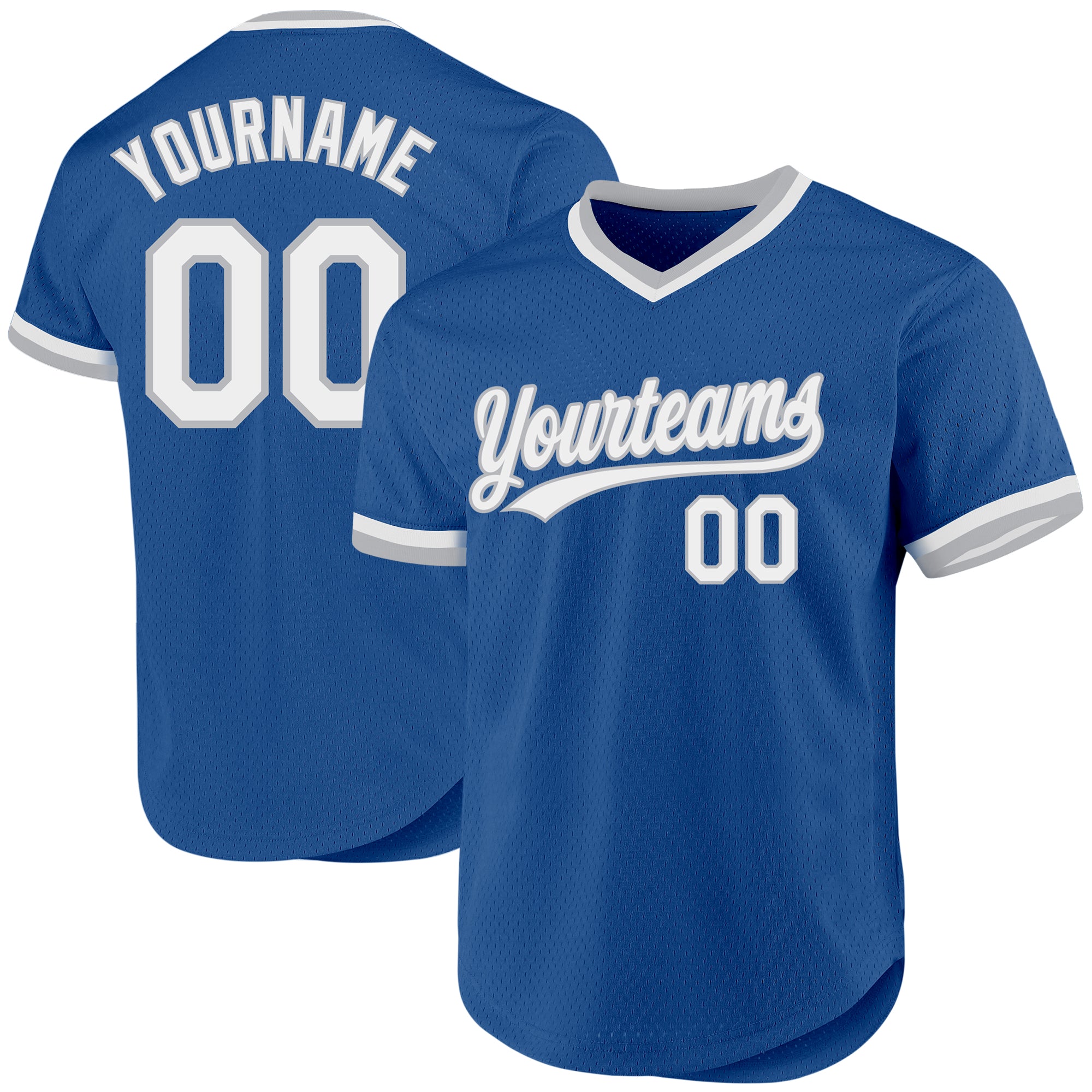 Custom Name Number Personalized Baseball Jersey - Blue White Gray Authentic Throwback Personalized Blue White-Gray Authentic