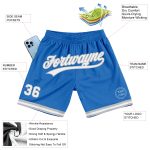 Custom Team Name and Number Authentic Blue White-Gray Basketball Shorts - Personalized Throwback Style Personalized Blue