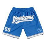 Custom Team Name and Number Authentic Blue White-Gray Basketball Shorts - Personalized Throwback Style Personalized Blue