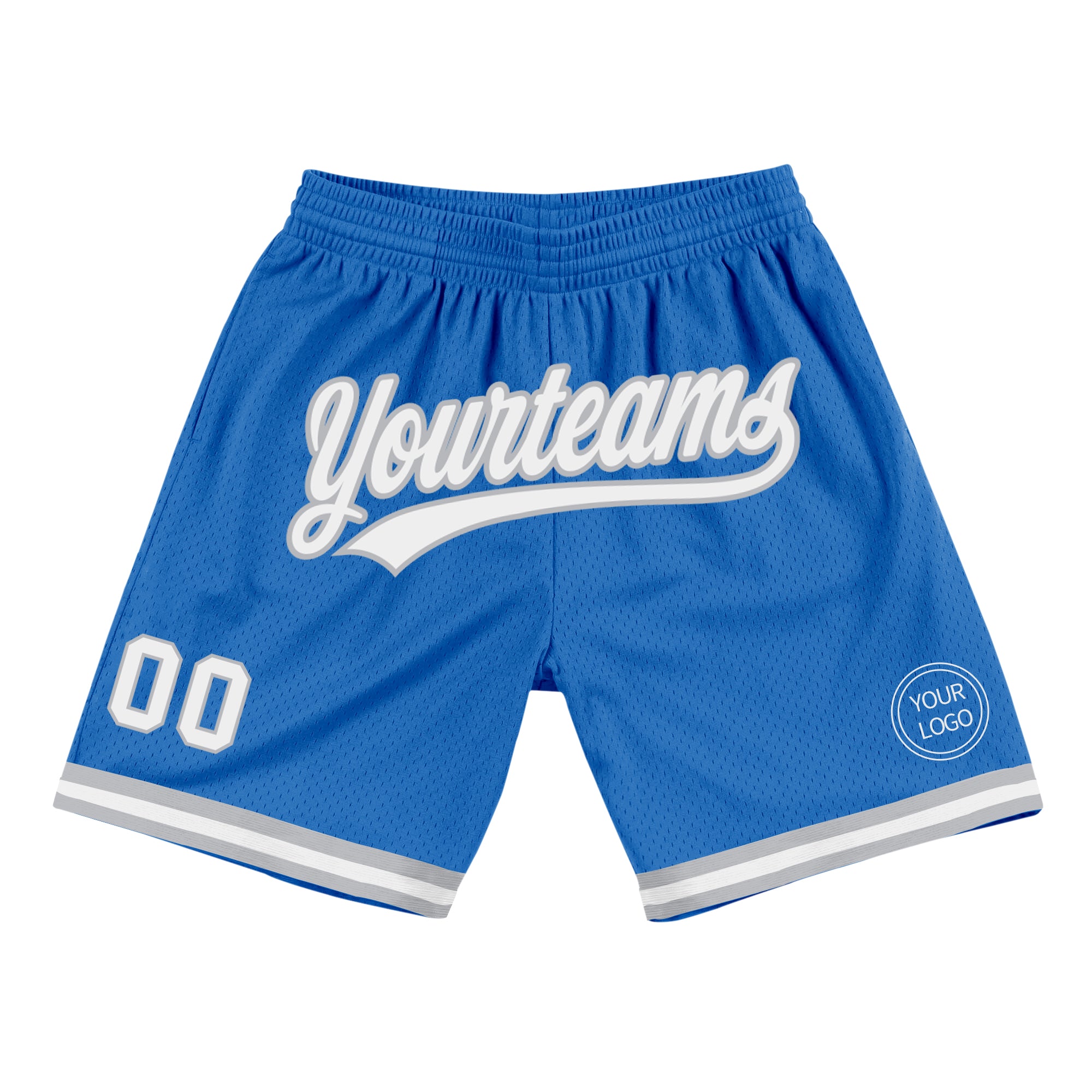 Custom Team Name and Number Authentic Blue White-Gray Basketball Shorts - Personalized Throwback Style Personalized Blue