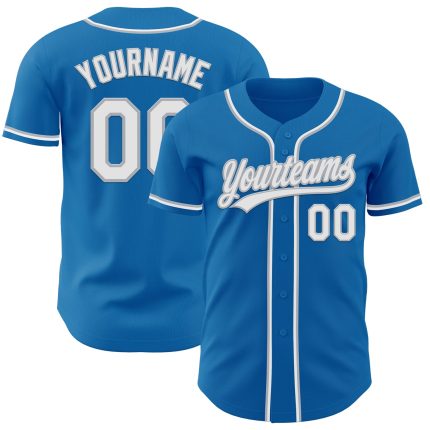 Custom Blue White Gray Baseball Jersey for Men, Women, Kids - Personalized Sports Apparel Personalized Blue White-Gray Baseball