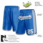 Personalized Basketball Shorts for Men in Blue White-Gray Color, Custom Design Comfortable Athletic Wear Personalized Blue