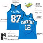 Custom Name Number Authentic Throwback Basketball Jersey - Personalized Blue Gray Black Team Jersey Personalized Blue White