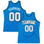 Personalized Throwback Basketball Jersey Blue White Gray Black for Men and Women Personalized Blue White Gray-Black Throwback