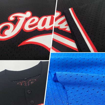 Custom Authentic Throwback Baseball Jersey - Personalized Blue White-Gray Mesh, Team Name & Number Personalized Blue White-Gray