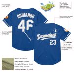 Personalized Blue White Gray Mesh Baseball Jersey - Throwback Style Personalized Blue White-Gray Mesh Throwback Baseball