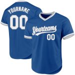 Personalized Blue Gray Throwback Baseball Jersey for Men, Women, Kids - Customizable Team Apparel Personalized Blue White-Gray