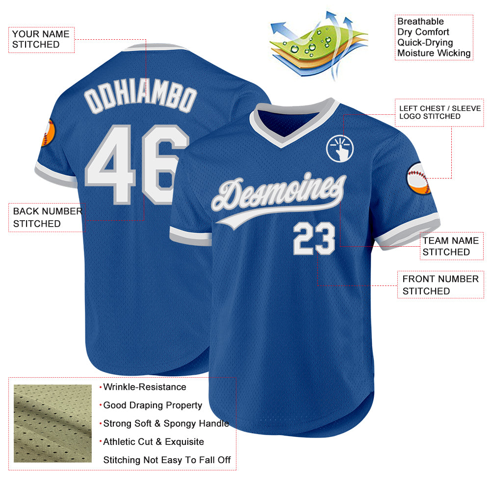Personalized Blue Gray Throwback Baseball Jersey for Men, Women, Kids - Customizable Team Apparel Personalized Blue White-Gray - Image 3