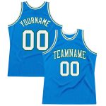 Personalized Authentic Throwback Basketball Jersey in Blue, White, and Kelly Green Personalized Blue White-Kelly Green Authentic
