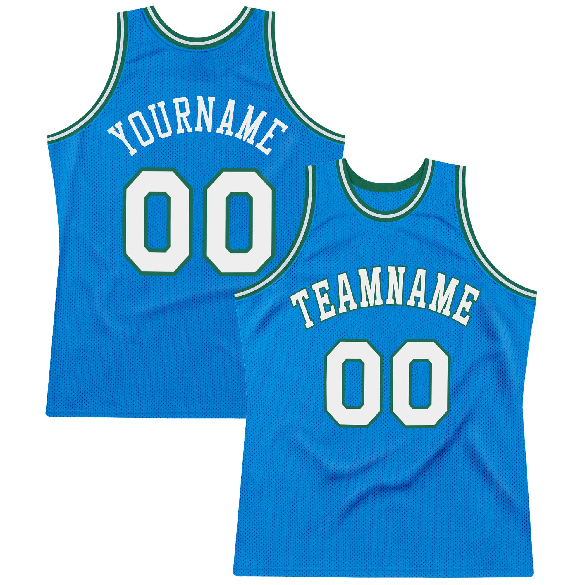 Custom Name and Number Personalized Basketball Jersey - Blue White Kelly Green Authentic Throwback Sports Apparel Personalized