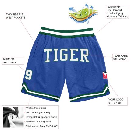 Custom Authentic Throwback Basketball Shorts - Personalized Blue White Kelly Green with Name & Number Personalized Blue White-Kelly