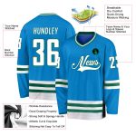 Personalized Hockey Jersey in Blue and White with Kelly Green Accents Personalized Blue White-Kelly Green Hockey Jersey