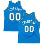 Personalized Throwback Basketball Jersey - Blue and Kelly Green Design Personalized Blue White-Kelly Green Throwback Basketball