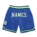 Personalized Blue and Green Throwback Basketball Shorts for Men and Women Personalized Blue White-Kelly Green Throwback Basketball