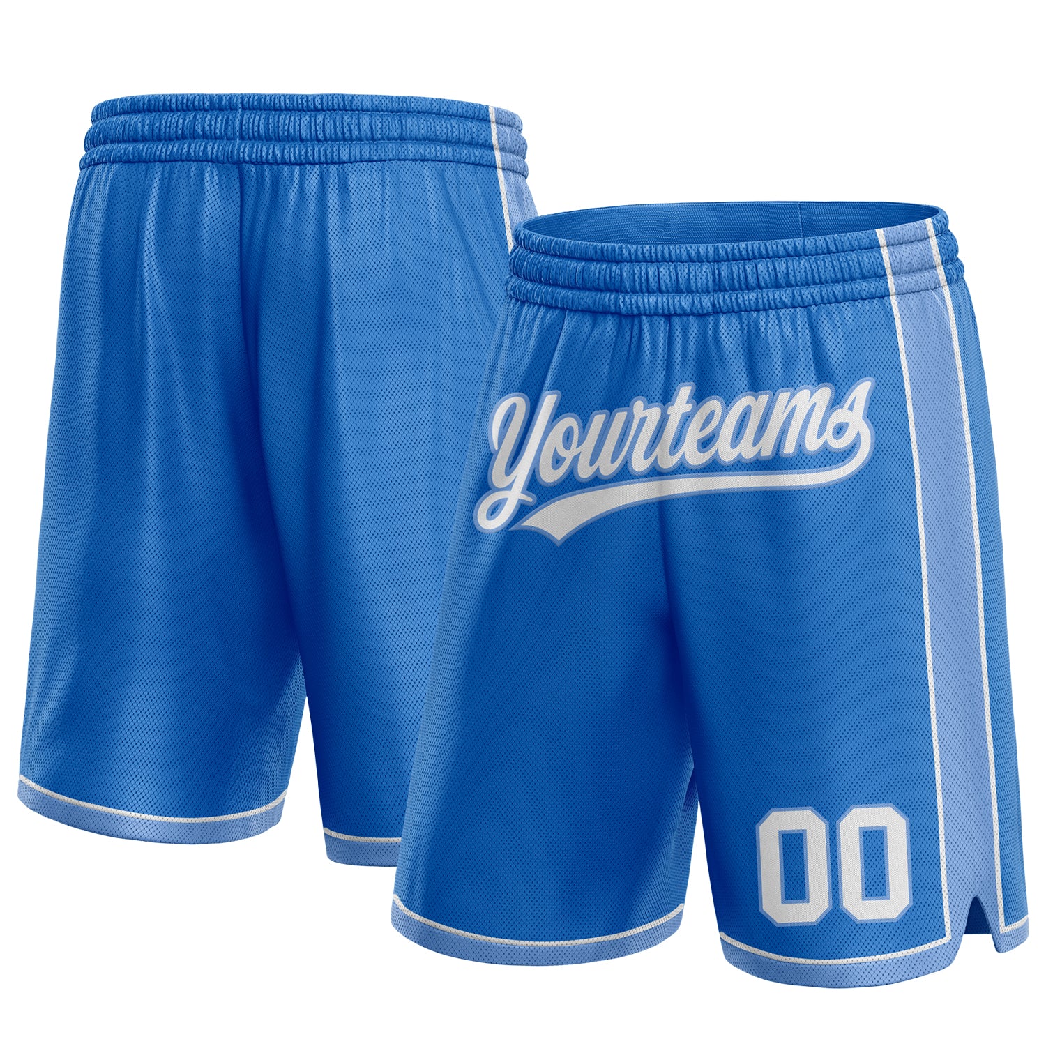 Custom Team Basketball Shorts - Personalized Blue and Light Blue with Name and Number Personalized Blue White-Light Blue