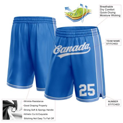Custom Team Basketball Shorts - Personalized Blue and Light Blue with Name and Number Personalized Blue White-Light Blue