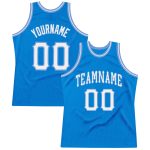 Custom Name & Number Personalized Blue White-Light Blue Basketball Jersey Authentic Throwback Design Personalized Blue White-Light